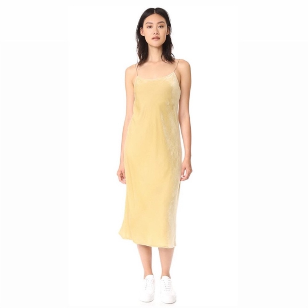Vince Gold Velvet Slip Dress XS